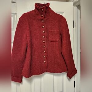 Venario Wool High Neck Coat Country Fashion Women Mock Neck Burgundy Jacket NWT